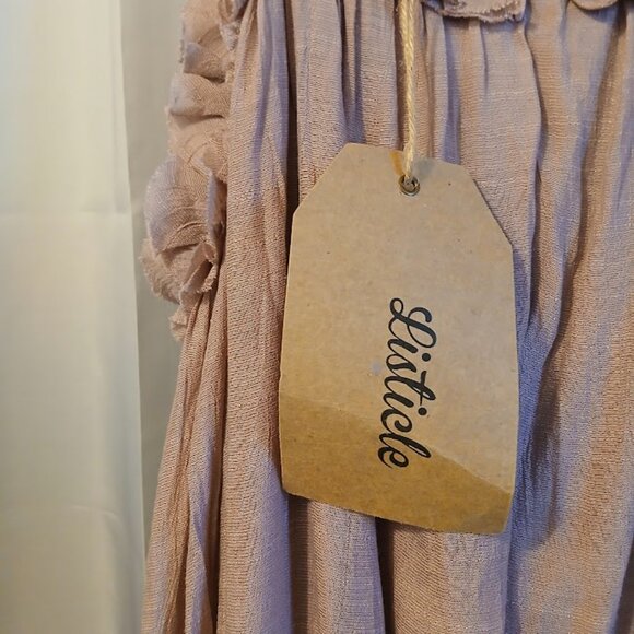 Nwt LISTICLE Gauzey Maxi Dress Large Mauve Pink Flowing Maternity Shoot POCKETS! - Picture 10 of 11